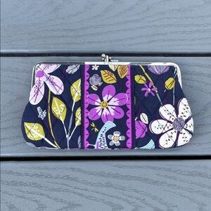 Vera Bradley Nightingale Kiss Lock  Quilted Fabric Clutch Wallet Multicolor NWOT